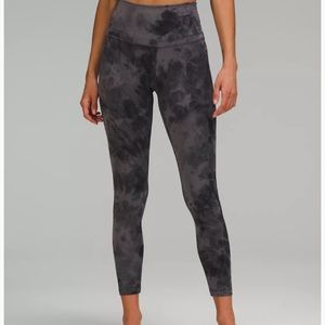 lulu lemon high rise marble black and white pants.